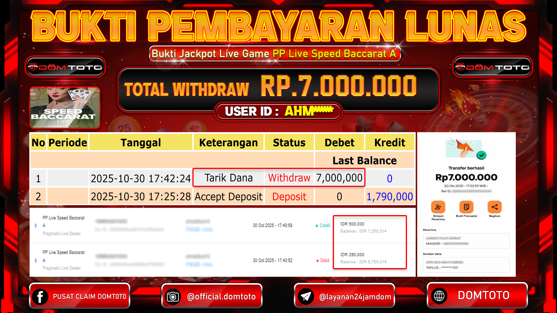 JACKPOT Live GAMES Speed Baccarat A 30 OKTOBER 2025
